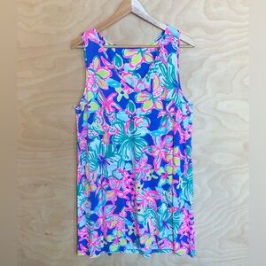 Lilly Pulitzer Womens Tank Dress Multicolor Pima Cotton Relaxed Size L.